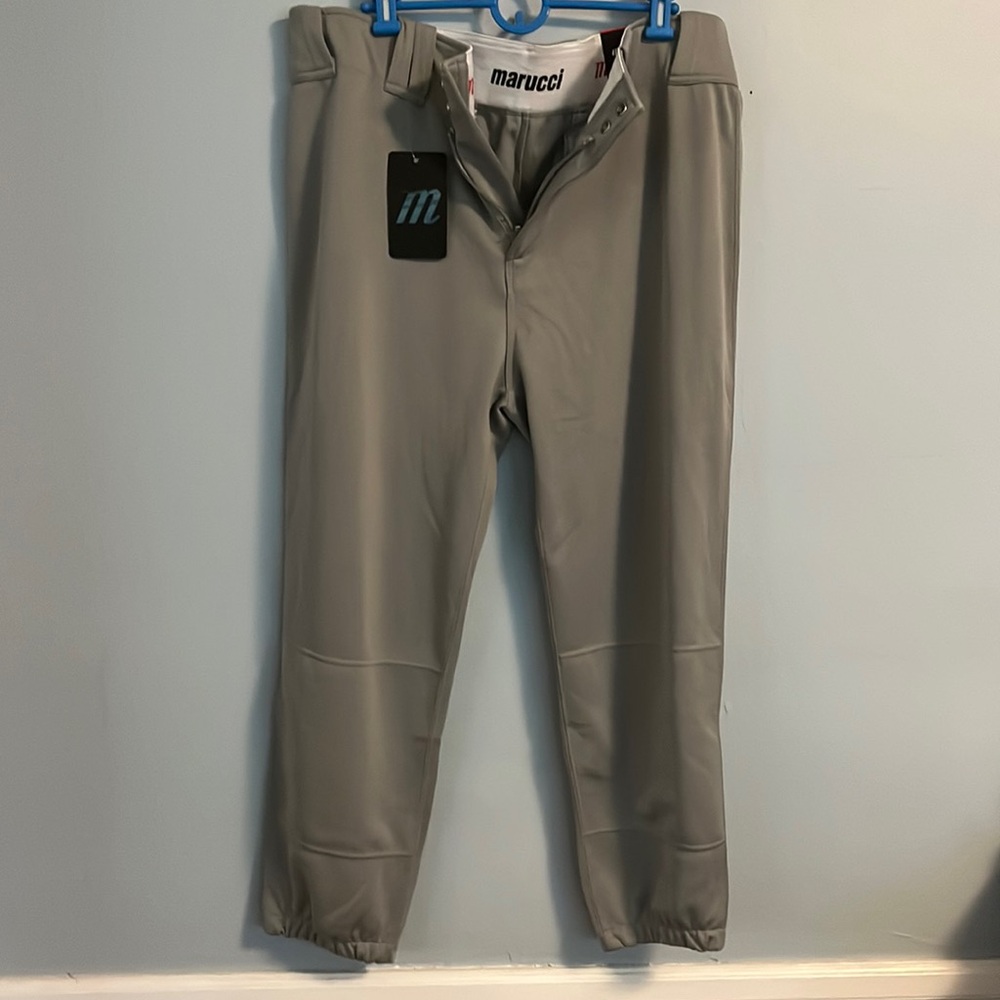 Marucci Men's Size XL Gray Tapered Fit Baseball Pants, elastic bottom